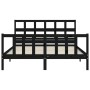 Double bed frame with black solid wood headboard by vidaXL, Beds and slatted bases - Ref: Foro24-3193020, Price: 177,99 €, Di...