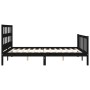 Double bed frame with black solid wood headboard by vidaXL, Beds and slatted bases - Ref: Foro24-3193020, Price: 177,99 €, Di...