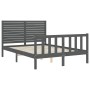 Double bed frame with gray solid wood headboard by vidaXL, Beds and slatted bases - Ref: Foro24-3193178, Price: 174,99 €, Dis...