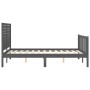 Double bed frame with gray solid wood headboard by vidaXL, Beds and slatted bases - Ref: Foro24-3193178, Price: 174,99 €, Dis...