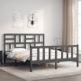 Gray solid wood bed frame with headboard 160x200 cm by vidaXL, Beds and slatted bases - Ref: Foro24-3193088, Price: 162,61 €,...