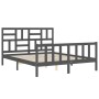 Gray solid wood bed frame with headboard 160x200 cm by vidaXL, Beds and slatted bases - Ref: Foro24-3193088, Price: 162,61 €,...