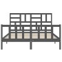 Gray solid wood bed frame with headboard 160x200 cm by vidaXL, Beds and slatted bases - Ref: Foro24-3193088, Price: 162,61 €,...