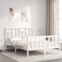 White solid wood bed frame with headboard 140x200 cm by vidaXL, Beds and slatted bases - Ref: Foro24-3193142, Price: 144,80 €...