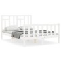 White solid wood bed frame with headboard 140x200 cm by vidaXL, Beds and slatted bases - Ref: Foro24-3193142, Price: 144,80 €...