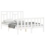 White solid wood bed frame with headboard 140x200 cm by vidaXL, Beds and slatted bases - Ref: Foro24-3193142, Price: 144,80 €...