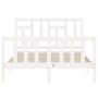 White solid wood bed frame with headboard 140x200 cm by vidaXL, Beds and slatted bases - Ref: Foro24-3193142, Price: 144,80 €...