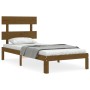 Honey brown solid wood bed frame with headboard by vidaXL, Beds and slatted bases - Ref: Foro24-3193524, Price: 107,77 €, Dis...