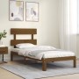 Honey brown solid wood bed frame with headboard by vidaXL, Beds and slatted bases - Ref: Foro24-3193524, Price: 107,77 €, Dis...