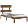 Honey brown solid wood bed frame with headboard by vidaXL, Beds and slatted bases - Ref: Foro24-3193524, Price: 107,77 €, Dis...