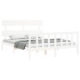 Double bed frame with white solid wood headboard by vidaXL, Beds and slatted bases - Ref: Foro24-3193277, Price: 132,54 €, Di...