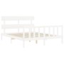 Double bed frame with white solid wood headboard by vidaXL, Beds and slatted bases - Ref: Foro24-3193277, Price: 132,54 €, Di...