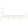 Double bed frame with white solid wood headboard by vidaXL, Beds and slatted bases - Ref: Foro24-3193277, Price: 132,54 €, Di...