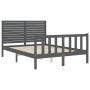 Gray solid wood bed frame with headboard 140x190 cm by vidaXL, Beds and slatted bases - Ref: Foro24-3193188, Price: 167,97 €,...