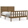 Honey brown solid wood bed frame and headboard 140x200 cm by vidaXL, Beds and slatted bases - Ref: Foro24-3193209, Price: 179...