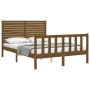 Honey brown solid wood bed frame and headboard 140x200 cm by vidaXL, Beds and slatted bases - Ref: Foro24-3193209, Price: 179...