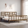 Honey brown solid wood bed frame and headboard 200x200 cm by vidaXL, Beds and slatted bases - Ref: Foro24-3193099, Price: 172...