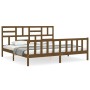 Honey brown solid wood bed frame and headboard 200x200 cm by vidaXL, Beds and slatted bases - Ref: Foro24-3193099, Price: 177...