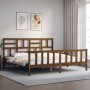 Estructura cama y cabecero madera maciza marrón miel 200x200 cm de vidaXL, Camas y somieres - Ref: Foro24-3193099, Precio: 17...