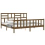 Honey brown solid wood bed frame and headboard 200x200 cm by vidaXL, Beds and slatted bases - Ref: Foro24-3193099, Price: 177...