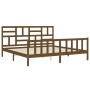 Honey brown solid wood bed frame and headboard 200x200 cm by vidaXL, Beds and slatted bases - Ref: Foro24-3193099, Price: 177...