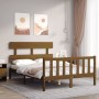 Estructura de cama matrimonio con cabecero madera marrón miel de vidaXL, Camas y somieres - Ref: Foro24-3193244, Precio: 126,...