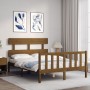 Estructura de cama matrimonio con cabecero madera marrón miel de vidaXL, Camas y somieres - Ref: Foro24-3193244, Precio: 126,...