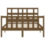 Double bed frame with honey brown wooden headboard by vidaXL, Beds and slatted bases - Ref: Foro24-3192984, Price: 134,99 €, ...