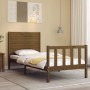 Estructura cama con cabecero madera maciza marrón miel 90x200cm de vidaXL, Camas y somieres - Ref: Foro24-3193194, Precio: 12...