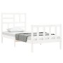 White solid wood bed frame with headboard 90x200 cm by vidaXL, Beds and slatted bases - Ref: Foro24-3193062, Price: 98,97 €, ...