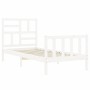 White solid wood bed frame with headboard 90x200 cm by vidaXL, Beds and slatted bases - Ref: Foro24-3193062, Price: 98,97 €, ...