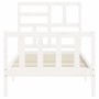 White solid wood bed frame with headboard 90x200 cm by vidaXL, Beds and slatted bases - Ref: Foro24-3193062, Price: 98,97 €, ...