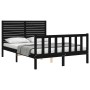 Bed frame with black solid wood headboard 120x200 cm by vidaXL, Beds and slatted bases - Ref: Foro24-3193205, Price: 183,04 €...