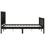 Bed frame with black solid wood headboard 120x200 cm by vidaXL, Beds and slatted bases - Ref: Foro24-3193205, Price: 183,04 €...