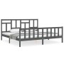 Estructura cama de matrimonio con cabecero madera maciza gris de vidaXL, Camas y somieres - Ref: Foro24-3193158, Precio: 165,...