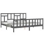 Estructura cama de matrimonio con cabecero madera maciza gris de vidaXL, Camas y somieres - Ref: Foro24-3193158, Precio: 165,...