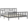 Estructura cama de matrimonio con cabecero madera maciza gris de vidaXL, Camas y somieres - Ref: Foro24-3193158, Precio: 165,...