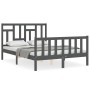 Estructura de cama con cabecero madera maciza gris 120x200 cm de vidaXL, Camas y somieres - Ref: Foro24-3193138, Precio: 142,...