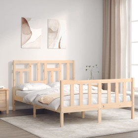 Double bed frame with solid wood headboard by vidaXL, Beds and slatted bases - Ref: Foro24-3193111, Price: 111,49 €, Discount: %