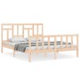 Double bed frame with solid wood headboard by vidaXL, Beds and slatted bases - Ref: Foro24-3193146, Price: 148,87 €, Discount: %