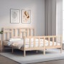 Double bed frame with solid wood headboard by vidaXL, Beds and slatted bases - Ref: Foro24-3193146, Price: 148,87 €, Discount: %