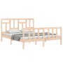 Double bed frame with solid wood headboard by vidaXL, Beds and slatted bases - Ref: Foro24-3193146, Price: 148,87 €, Discount: %