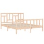 Double bed frame with solid wood headboard by vidaXL, Beds and slatted bases - Ref: Foro24-3193146, Price: 148,87 €, Discount: %