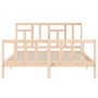 Double bed frame with solid wood headboard by vidaXL, Beds and slatted bases - Ref: Foro24-3193146, Price: 148,87 €, Discount: %