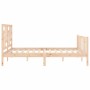 Double bed frame with solid wood headboard by vidaXL, Beds and slatted bases - Ref: Foro24-3193146, Price: 148,87 €, Discount: %