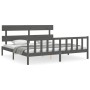 Estructura de cama con cabecero madera maciza gris 200x200 cm de vidaXL, Camas y somieres - Ref: Foro24-3193293, Precio: 163,...