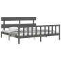 Gray solid wood bed frame with headboard 200x200 cm by vidaXL, Beds and slatted bases - Ref: Foro24-3193293, Price: 163,10 €,...