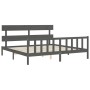 Gray solid wood bed frame with headboard 200x200 cm by vidaXL, Beds and slatted bases - Ref: Foro24-3193293, Price: 163,10 €,...