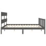 Gray solid wood bed frame with headboard 200x200 cm by vidaXL, Beds and slatted bases - Ref: Foro24-3193293, Price: 163,10 €,...