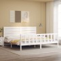 White solid wood bed frame with headboard 200x200 cm by vidaXL, Beds and slatted bases - Ref: Foro24-3193227, Price: 209,80 €...